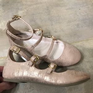 Children’s Place rose gold buckle flats